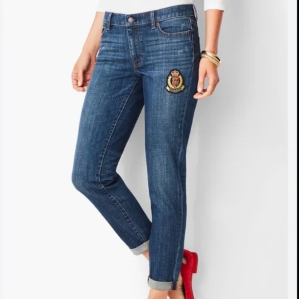 Talbots Girlfriend Patch Griffin Wash Jeans Size US 14